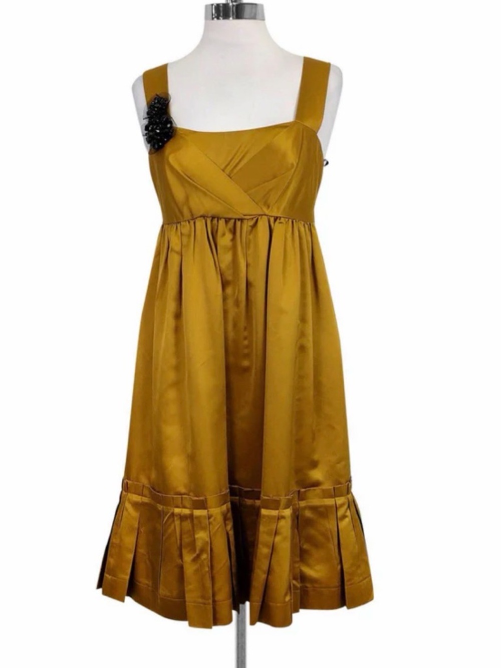 Vera Wang Golden Silk Midi Dress 🖤